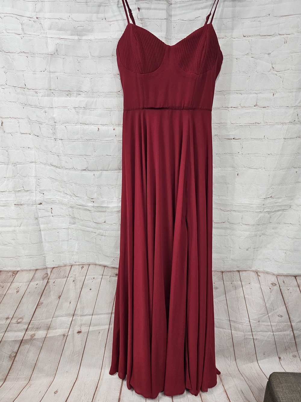 Lulu's Burgundy Spaghetti-Strap Maxi Gown